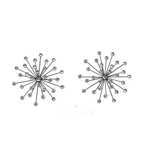 Jeweled 3D Black Bursting Star Wall Sculpture Set of 2
